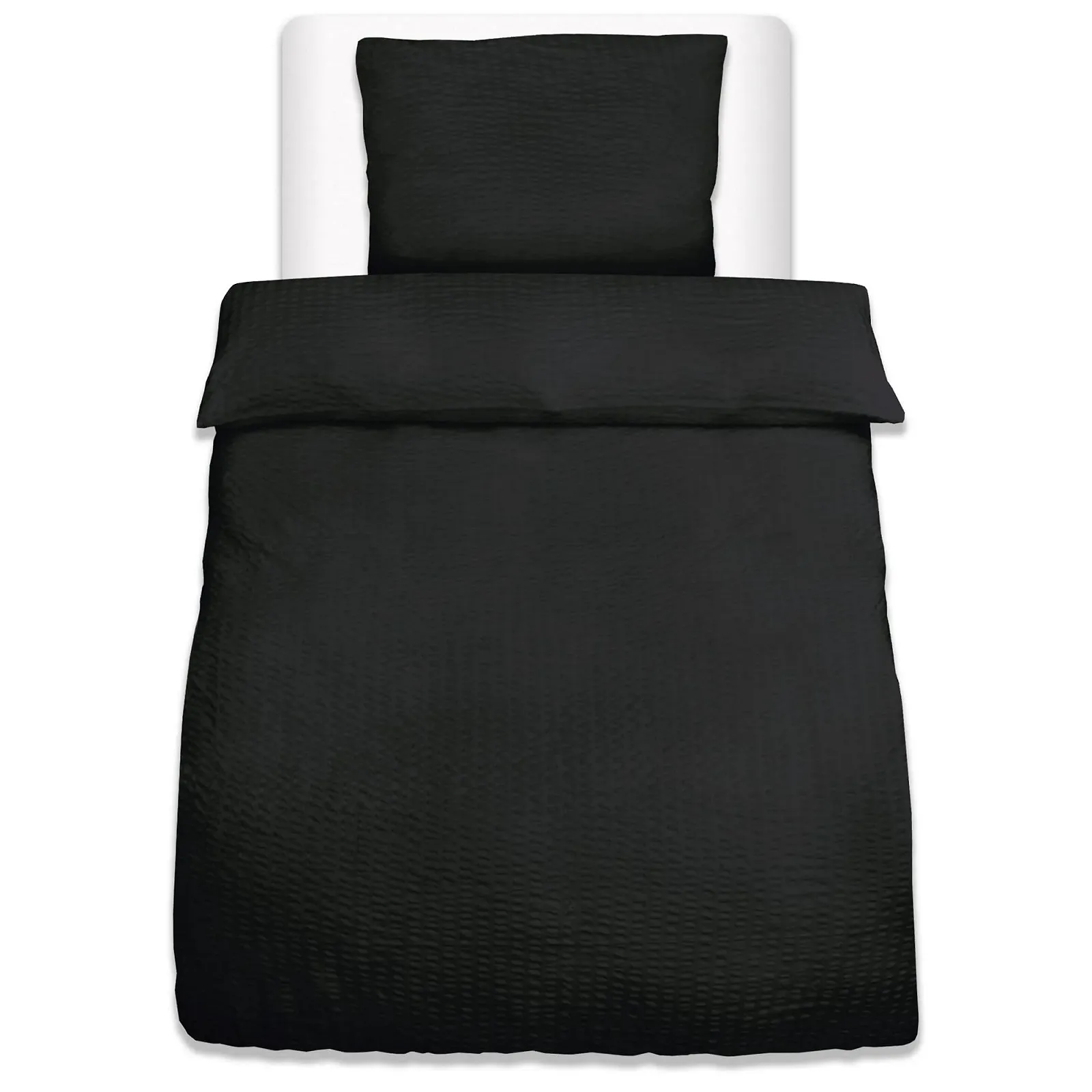 Комплект постільної білизни Beautissu Meline Seersucker 2 предмети 135 x 200 см мікрофібра чорний, фото №2