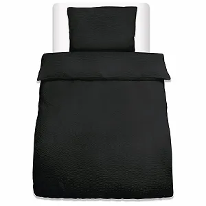 Комплект постільної білизни Beautissu Meline Seersucker 2 предмети 135 x 200 см мікрофібра чорний synthetic.ua - Фото 1