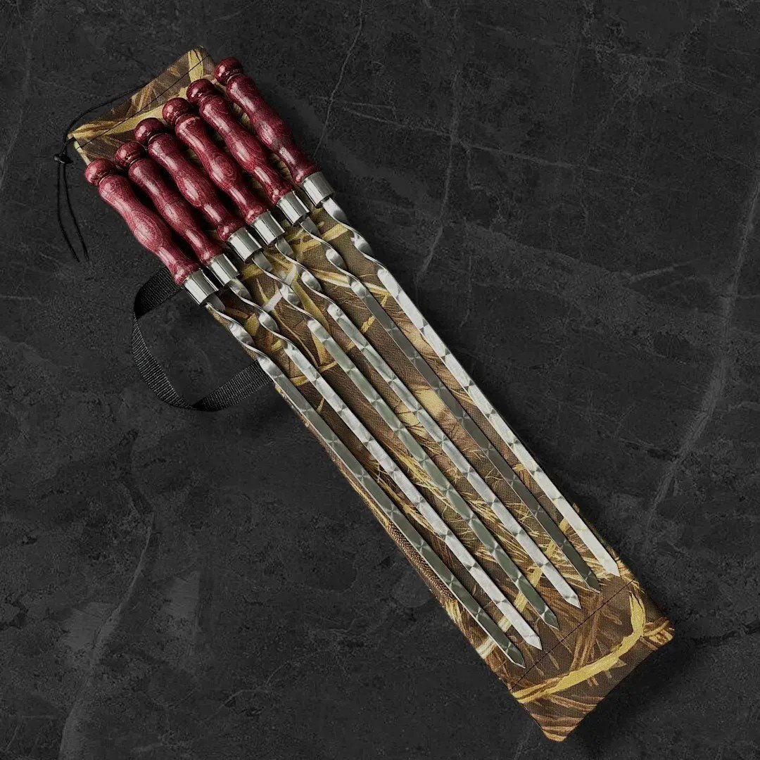 Набор шампуров "Компакт" в тканевом кейсе 7в1 (рогоз), фото №1