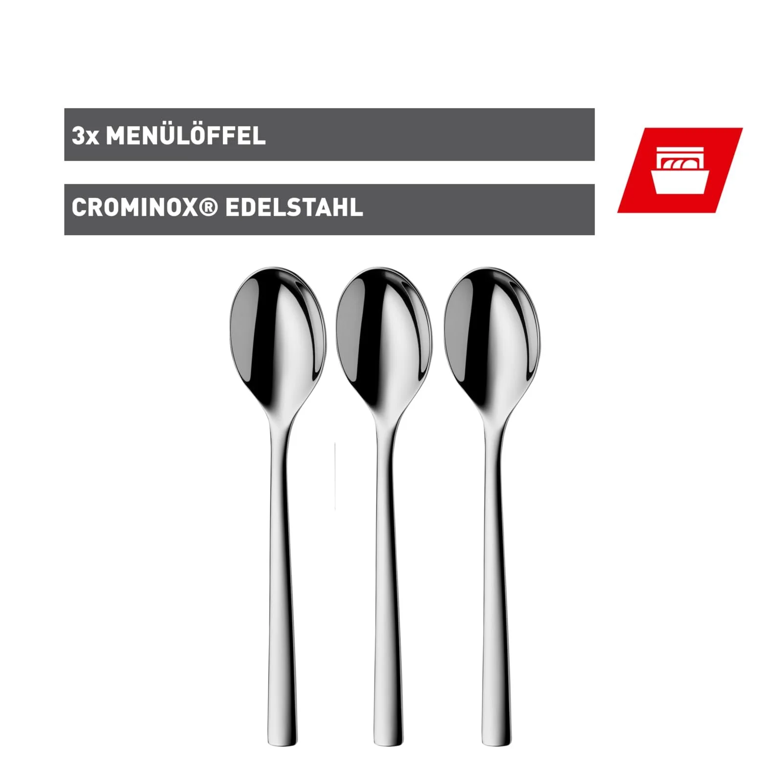 Ложка столова Silit Trend 21.2 см Набір 3 шт Полірована нержавіюча сталь, фото №2