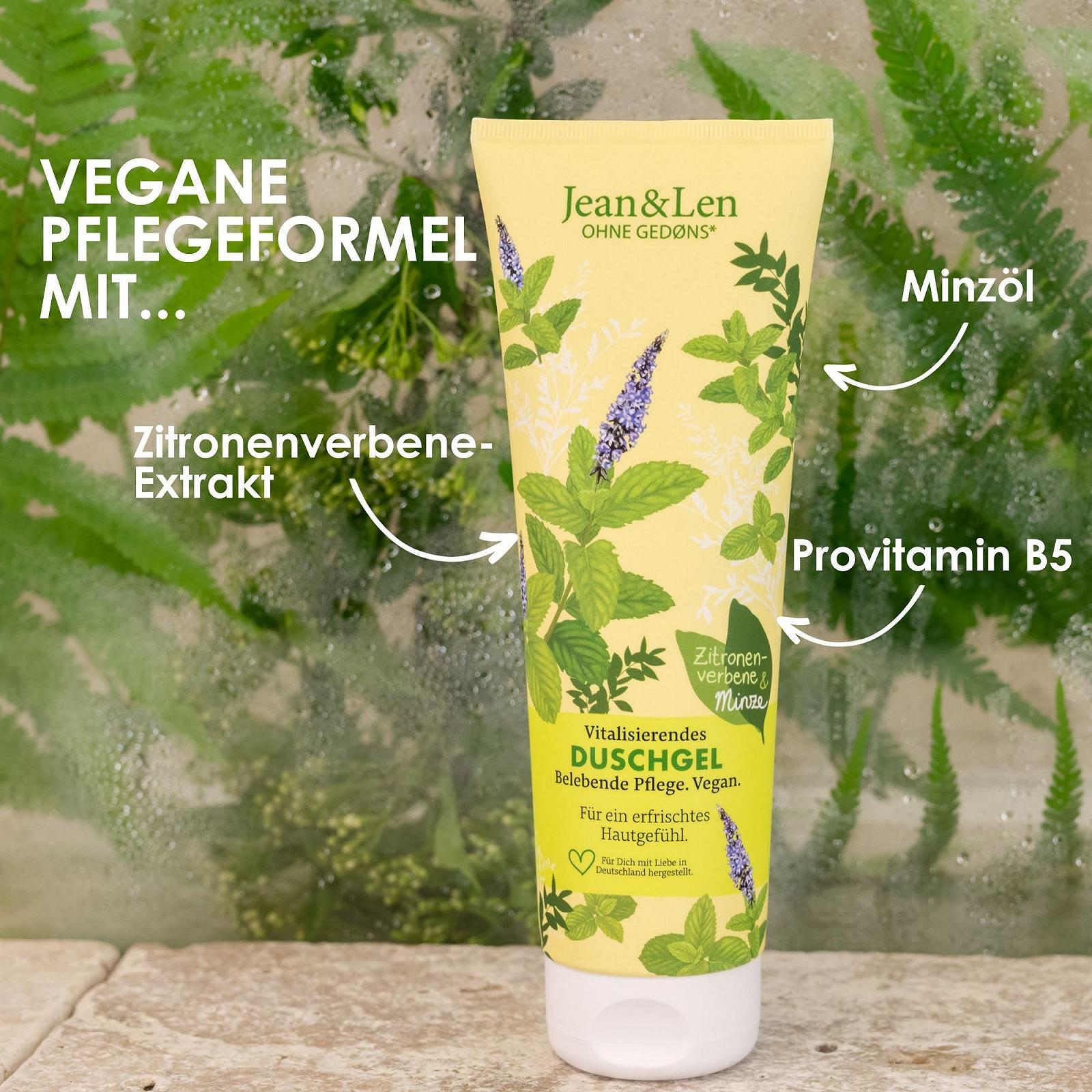 Тонизирующий гель для душа Jean & Len Lemon Verbena & Mint веганский 6 x 250 мл, фото №4