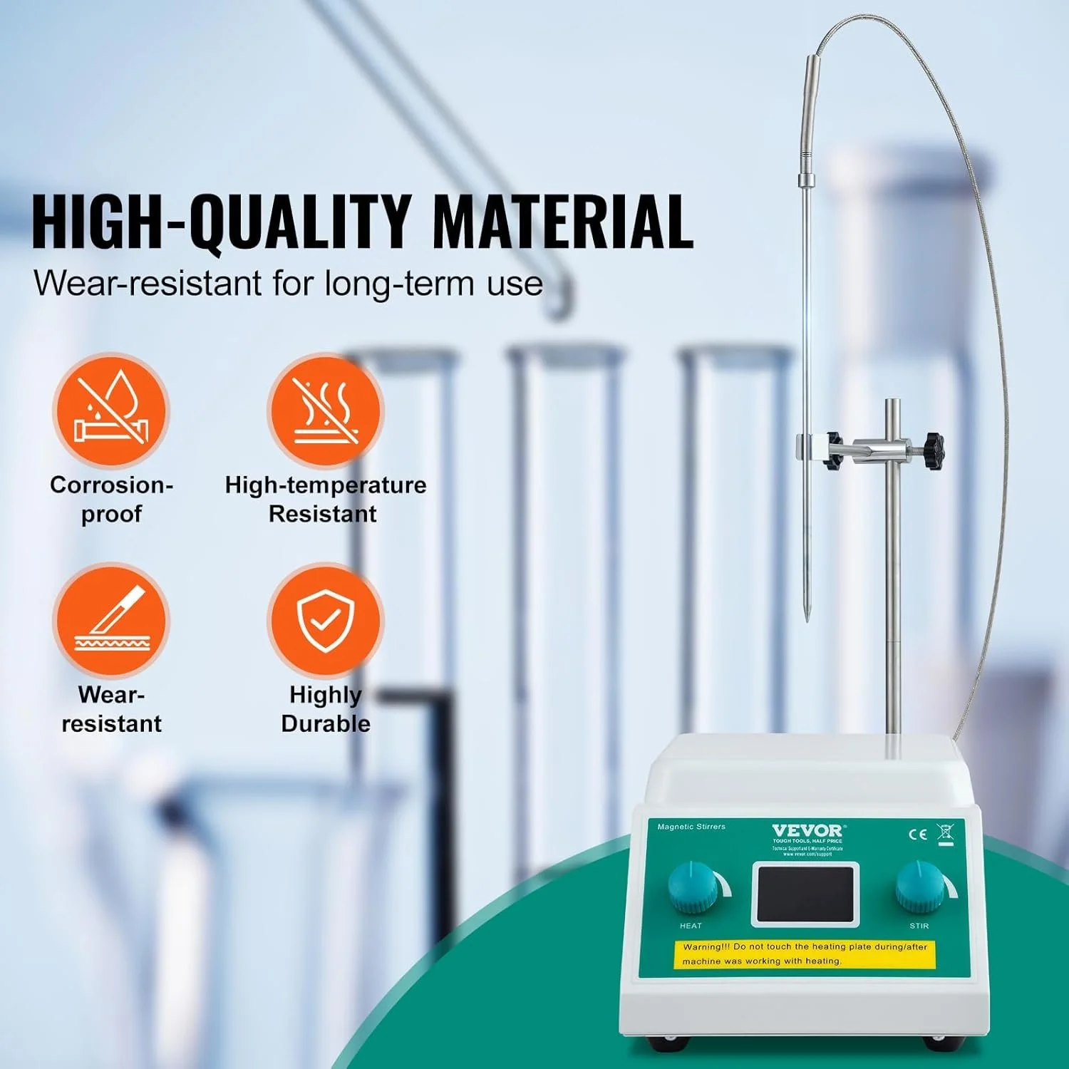 Магнитная мешалка с нагревательной поверхностью VEVOR SH-3ABE White, фото №2