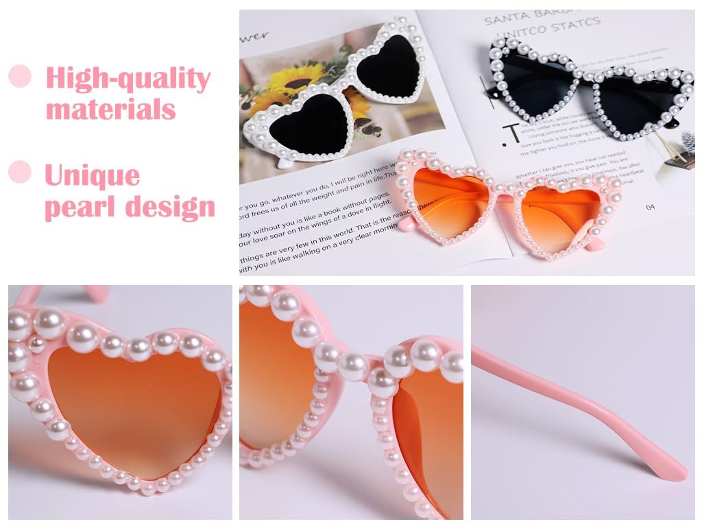 Солнцезащитные очки в форме сердца Hitopin с жемчугом розовые (3 шт.), фото №4 Солнцезащитные очки в форме сердца Hitopin с жемчугом розовые (3 шт.), фото №4