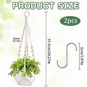 Кашпо підвісне макраме з бавовняної мотузки з гачками 2 шт synthetic.ua - Фото 1