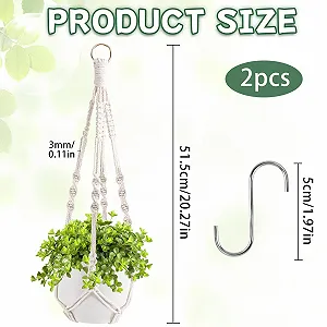 Кашпо подвесное макраме из хлопковой веревки с крючками 2 шт synthetic.ua - Фото 1