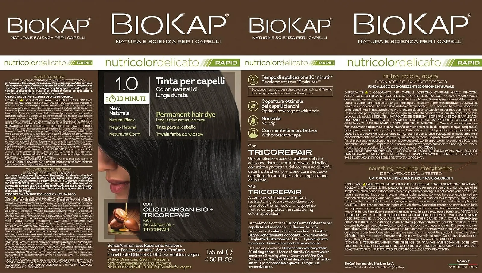 Фарба для волосся Biokap 10 Minute 1.0 натуральний чорний, фото №3 Фарба для волосся Biokap 10 Minute 1.0 натуральний чорний, фото №3