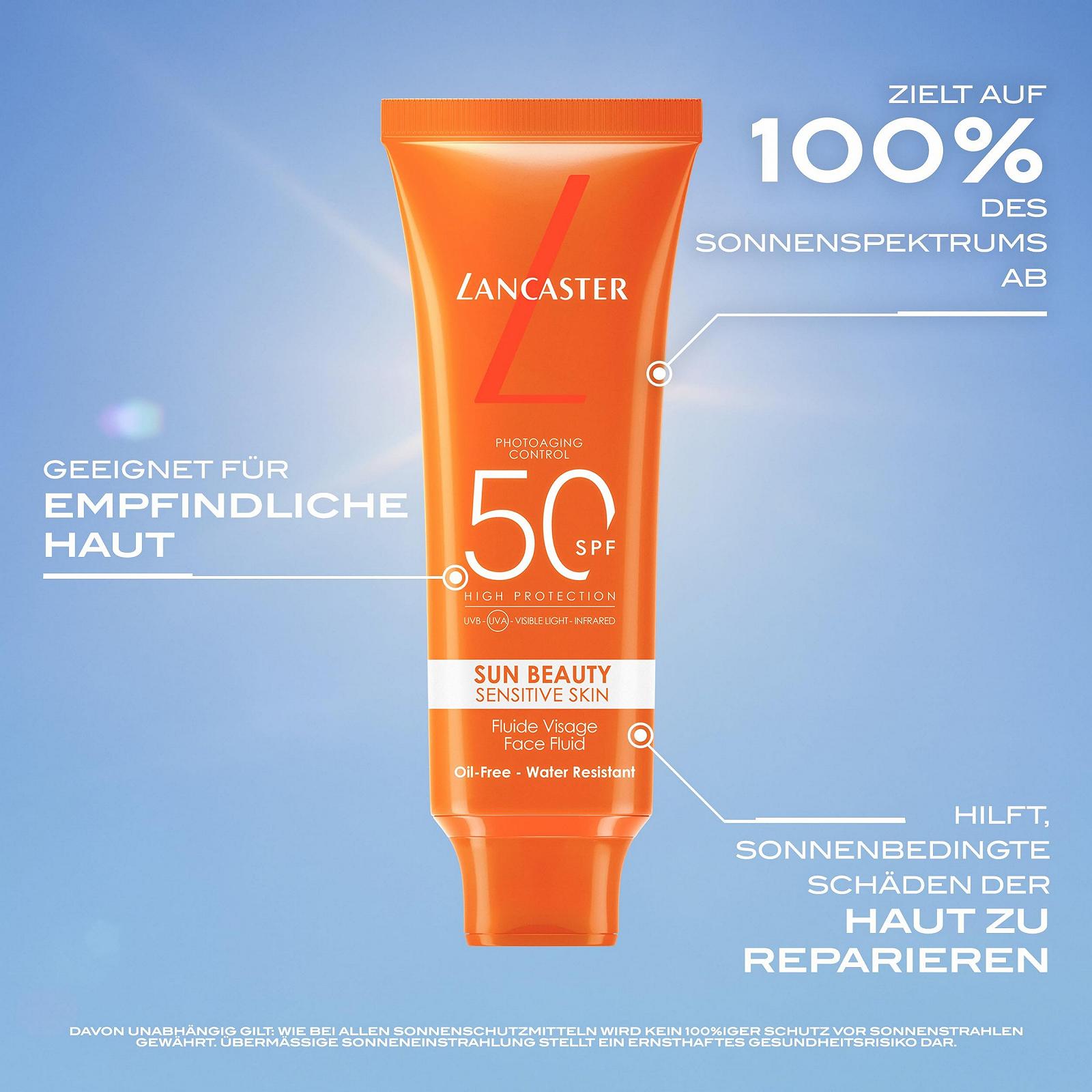 Сонцезахисний флюїд для обличчя Lancaster Sun Beauty Sensitive Skin SPF 50 50 мл, фото №3