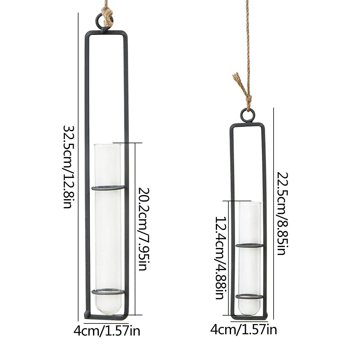 Пробірки для квітів підвісні 4 шт. ваза з отвором для підвішування Black, фото №2