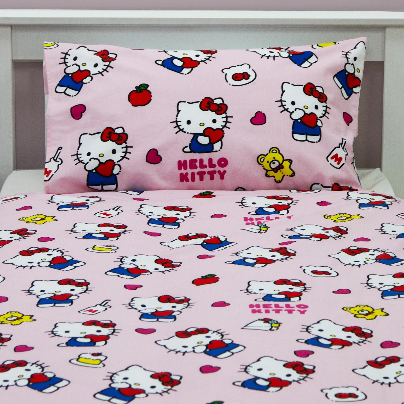 Комплект постільної білизни (1 наволочка, 1 підковдра) Hello Kitty Рожевий/Білий, фото №6
