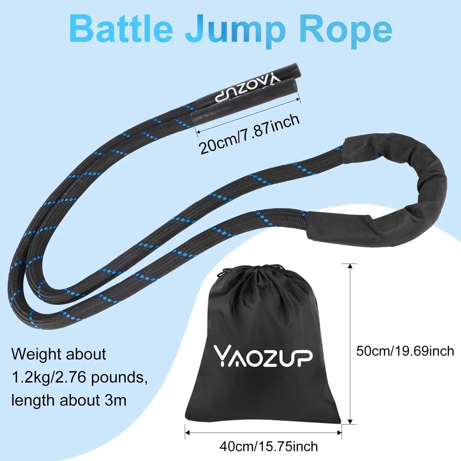 Скакалка обтяжена 1.2 кг 3 м із сумкою для зберігання Battle Rope, фото №2 Скакалка обтяжена 1.2 кг 3 м із сумкою для зберігання Battle Rope, фото №2