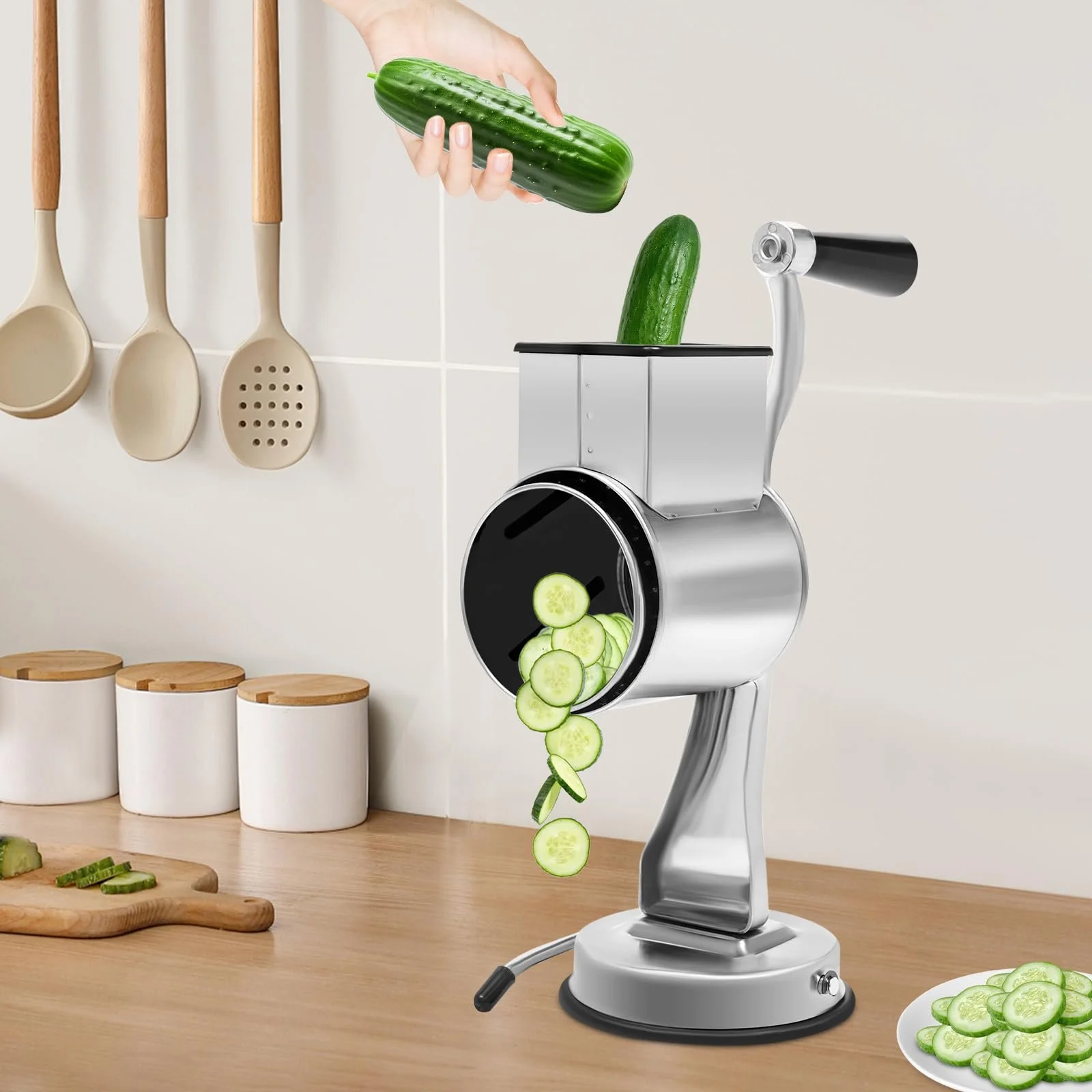 Ручна барабанна терка-овочерізка з нержавіючої сталі Edelstahl, ручна, фото №6 Ручна барабанна терка-овочерізка з нержавіючої сталі Edelstahl, ручна, фото №6