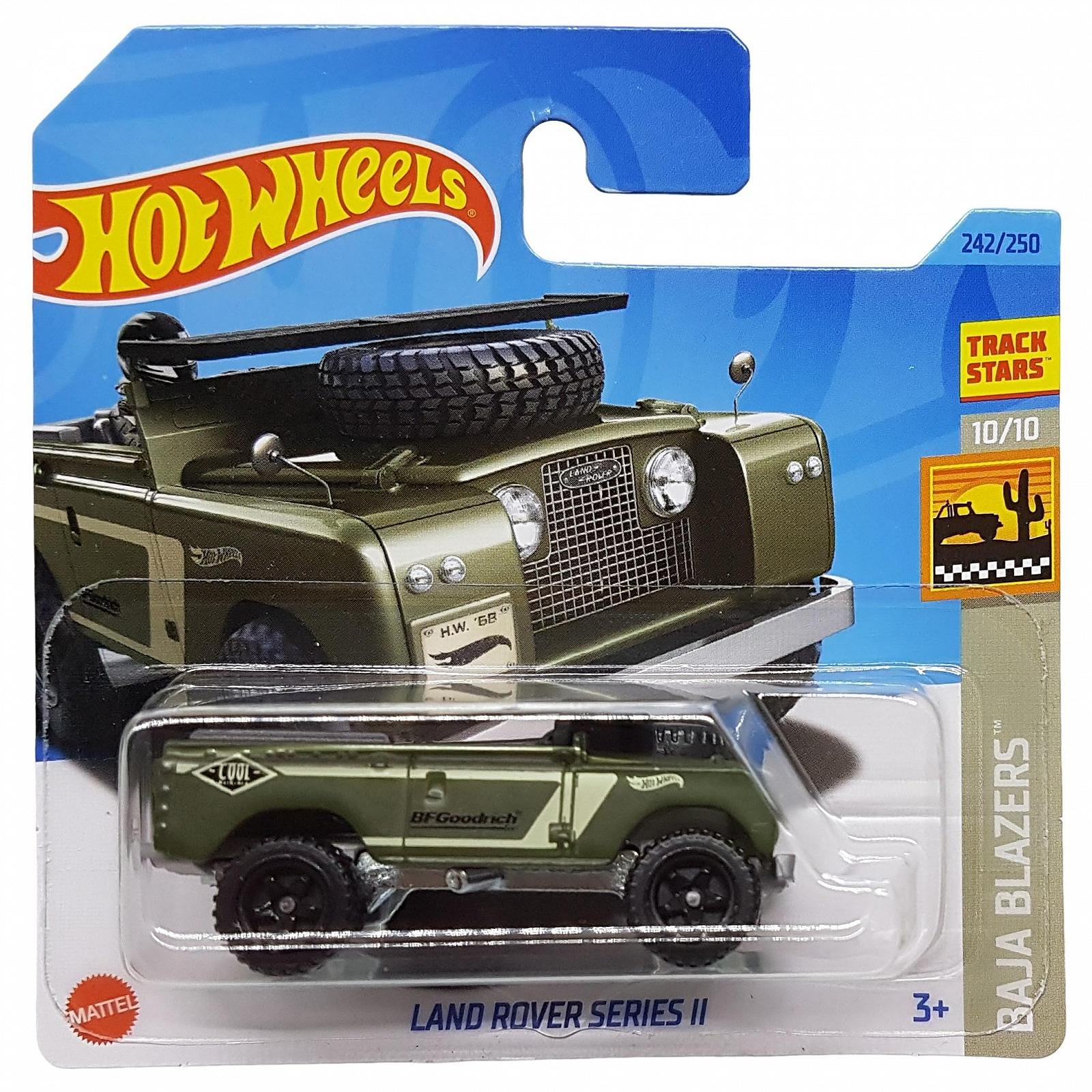 Игровая машинка Hot Wheels Baja Blazers Land Rover Series II 10/10 HKG65 Short Card Track Stars BFGoodrich Mattel 2023, фото №1