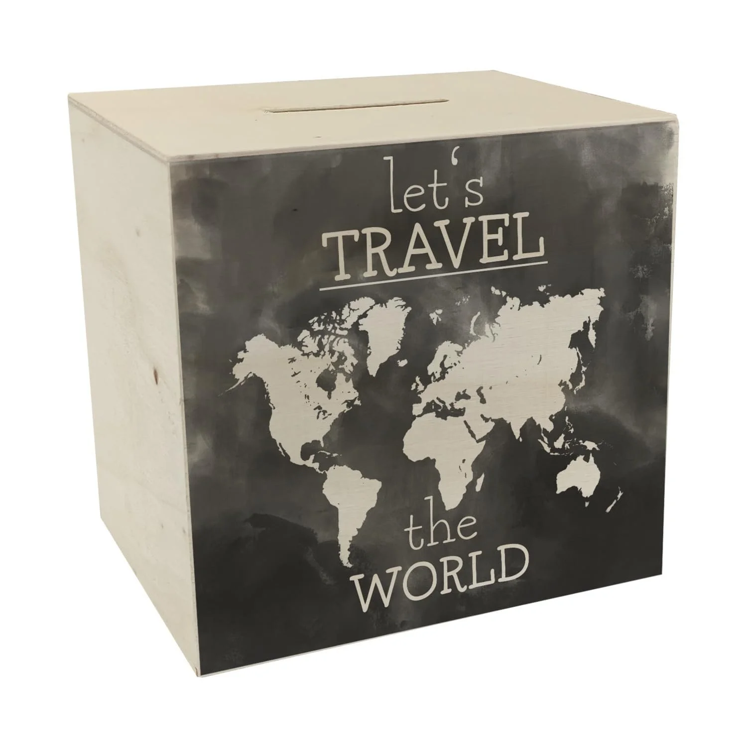 Скарбничка Wooden Money Box World Map "Let's Travel The World", фото №1
