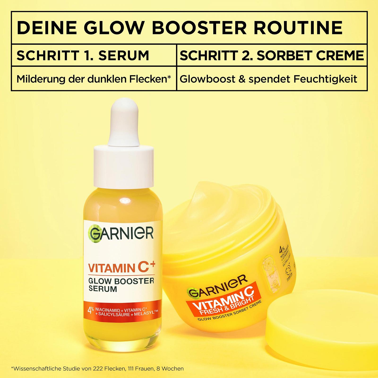 Крем-сорбет для обличчя Garnier Vitamin C Fresh & Bright Glow Booster з 4% ніацинамідом та вітаміном C 50 мл, фото №9 Крем-сорбет для обличчя Garnier Vitamin C Fresh & Bright Glow Booster з 4% ніацинамідом та вітаміном C 50 мл, фото №9