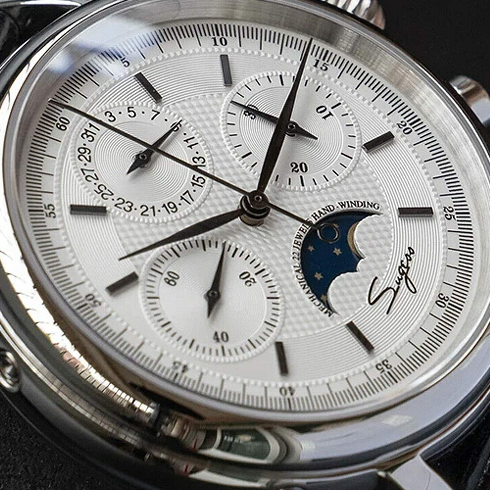 Механічний годинник Sugess Swan Neck SU1908SBEX MoonPhase Master Seagull ST1908 40 мм, білий, фото №3