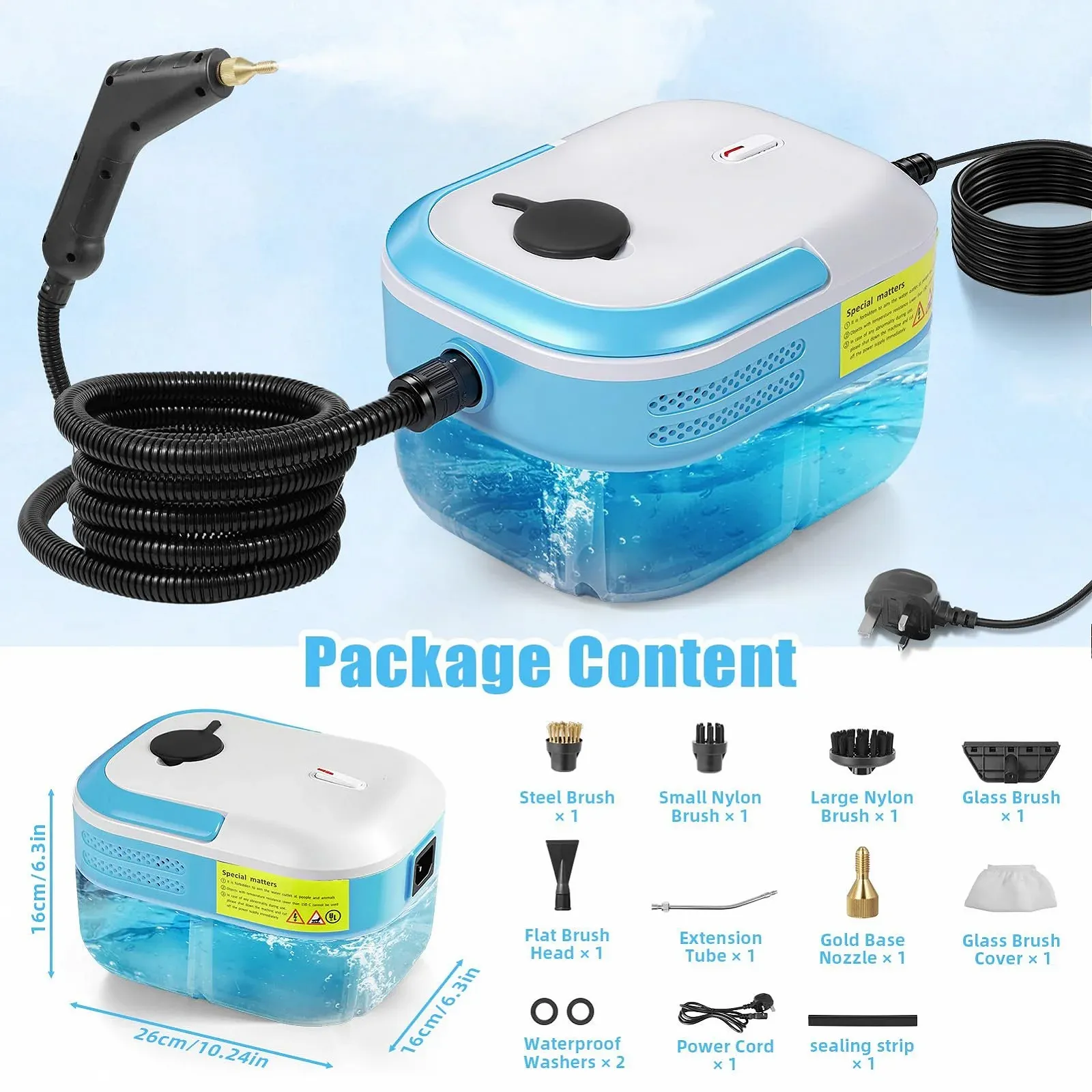 Ручний пароочисник 3 бар 1,2 л Blue, фото №2 Ручний пароочисник 3 бар 1,2 л Blue, фото №2