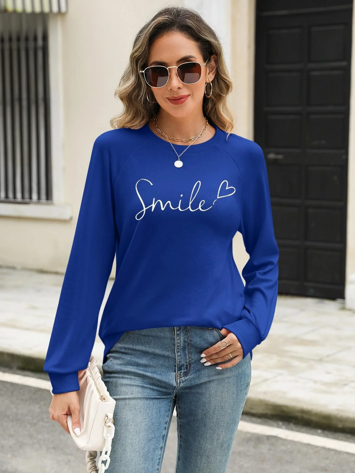 Женский Пуловер Onsoyours Джемпер с круглым вырезом Весна Длинный рукав Свитшот Повседневный Базовый Топ, фото №2