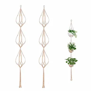 Підвісний кошик для рослин ELANE Macrame 3-ярусний 70 дюймів 2 шт. - Фото 1