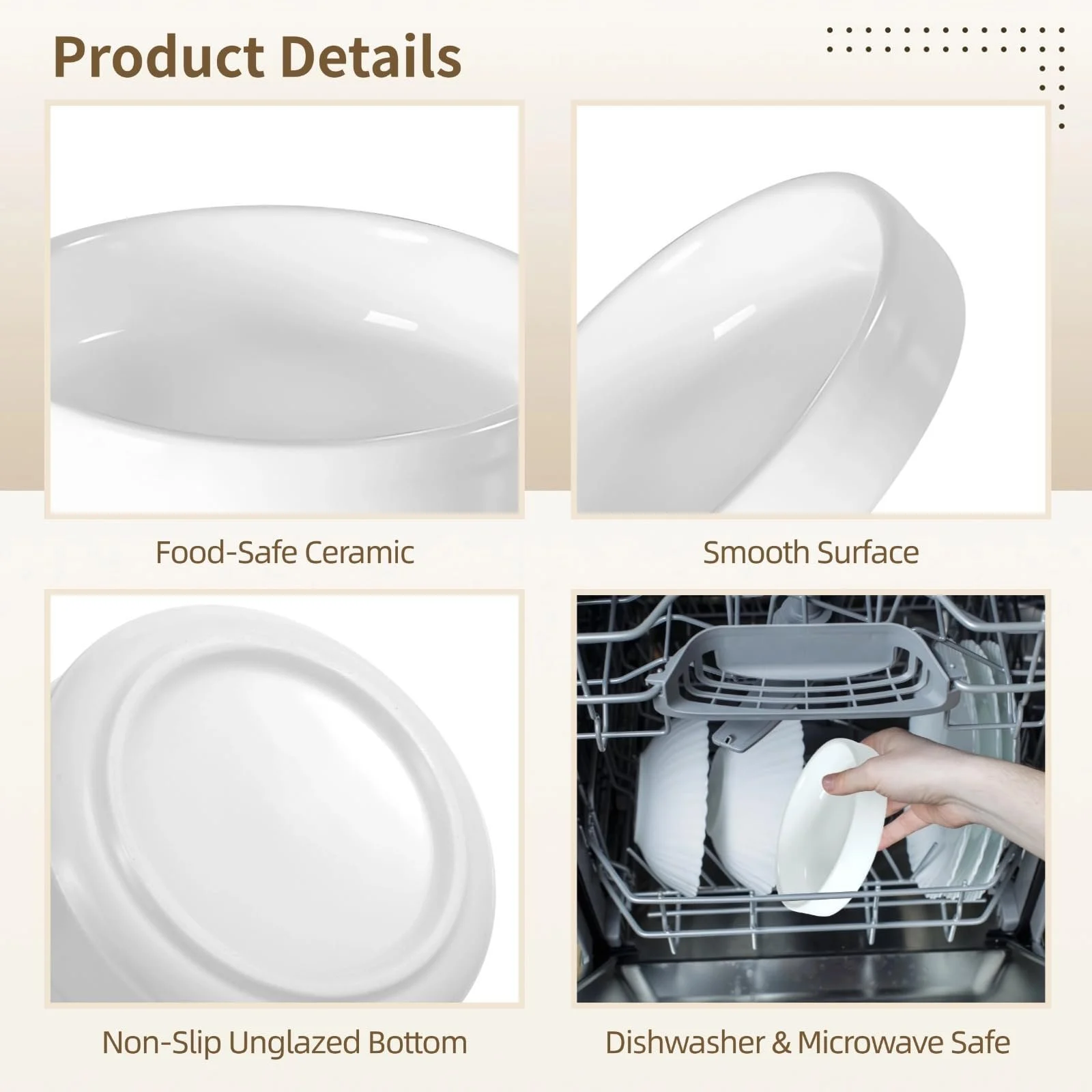 Набір керамічних рамекінів 6 шт. 11,4 x 3,5 см круглі міні-форми для кексів, фото №4