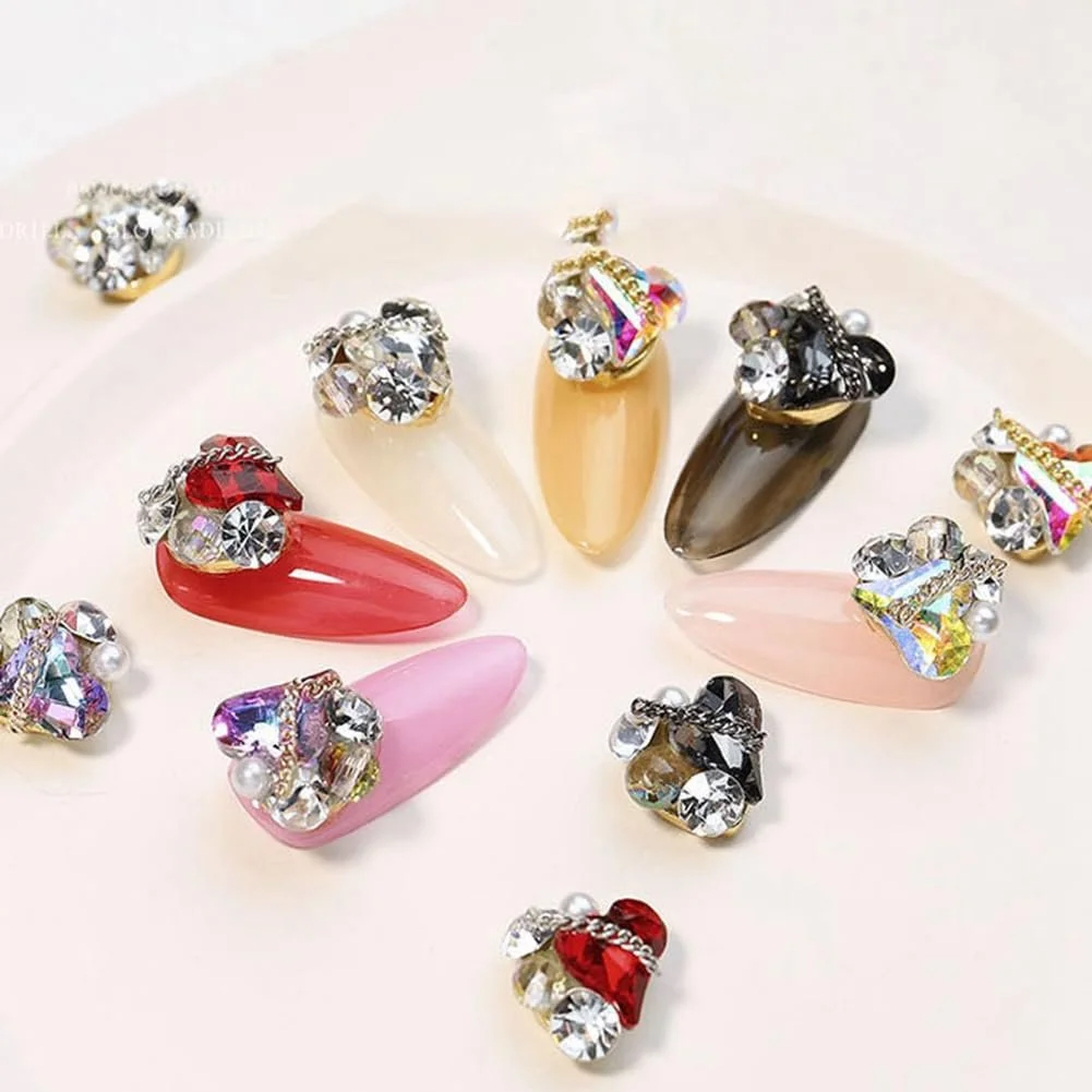 Украшения для ногтей Сердце 3D 6 цветов, фото №3