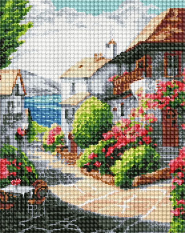 AMO7717 Алмазна мозаїка на підрамнику 40х50 Місто біля моря art_selena_ua, фото №1 AMO7717 Алмазна мозаїка на підрамнику 40х50 Місто біля моря art_selena_ua, фото №1