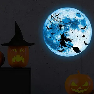 Наклейки на стену Halloween Moon Design Scary Witch Glow Waterproof Removable PVC synthetic.ua - Фото 1
