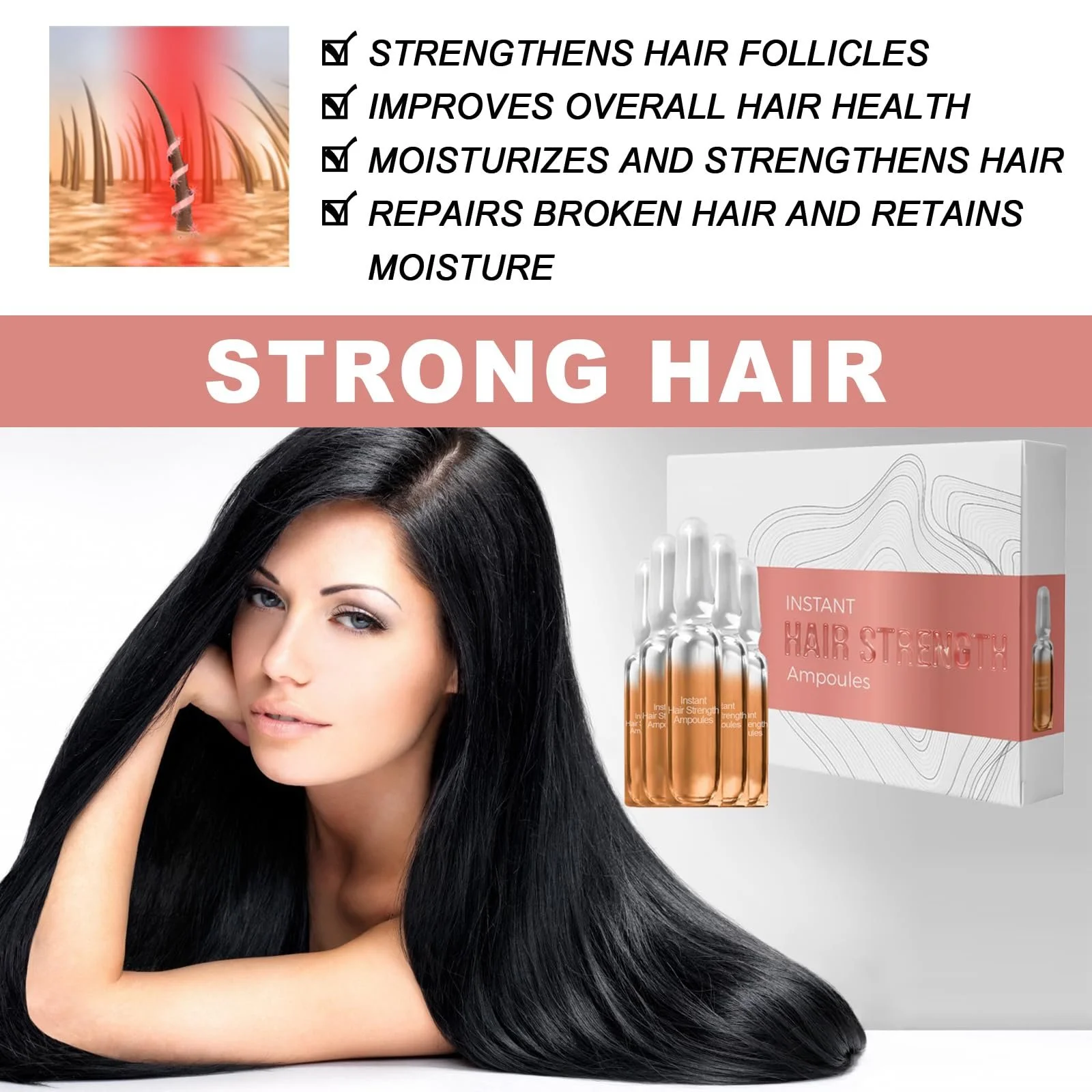 Ампули для лікування випадіння волосся Сироватка для волосся, 14 ампул для росту та регенерації волосся, фото №4 Ампули для лікування випадіння волосся Сироватка для волосся, 14 ампул для росту та регенерації волосся, фото №4