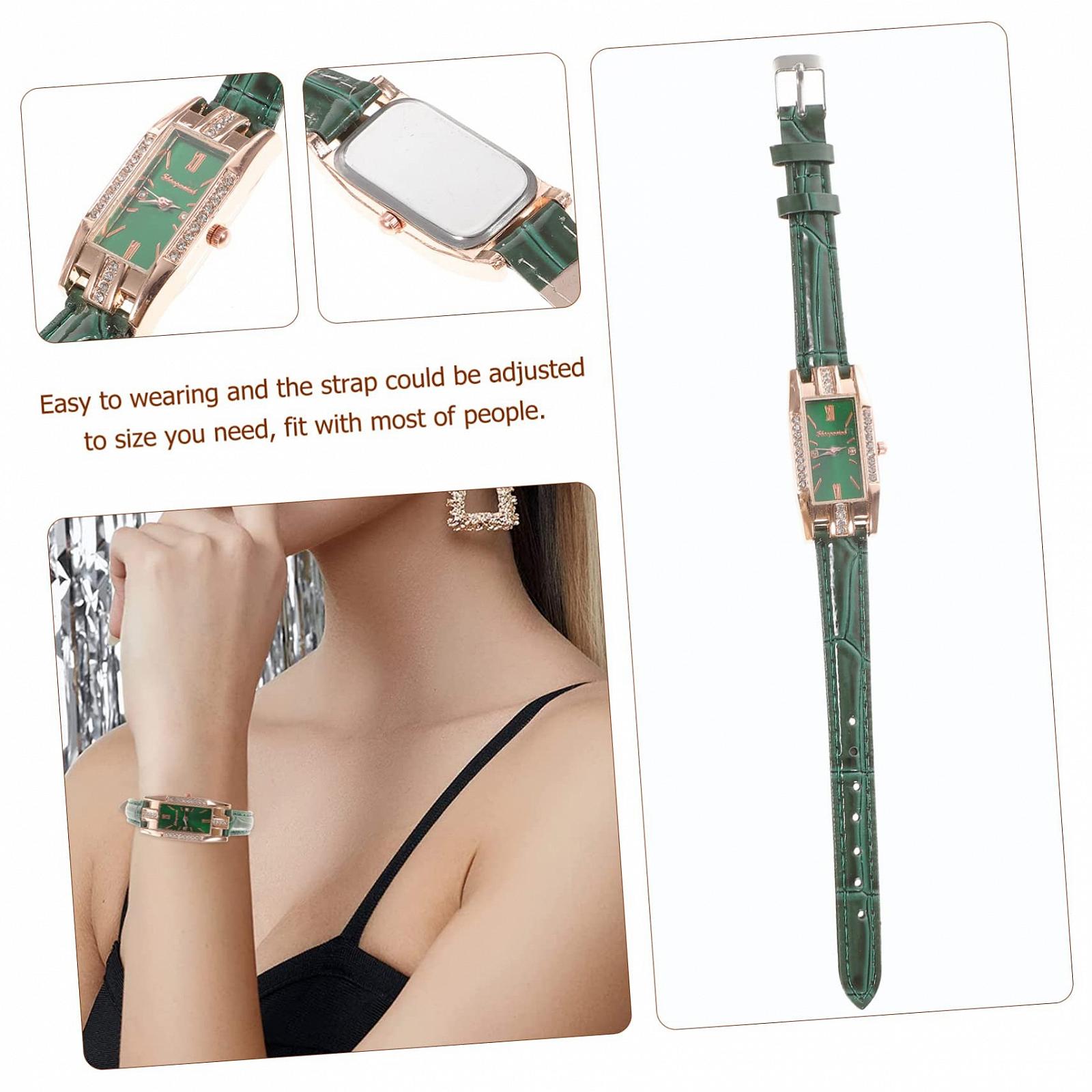 Часы женские кварцевые PartyKindom с римскими цифрами зеленые, фото №4