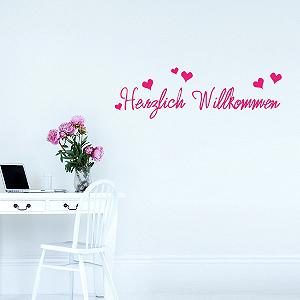 Наклейка на стіну Wandkings Herzlich Willkommen з 6 серцями Рожевий synthetic.ua - Фото 1