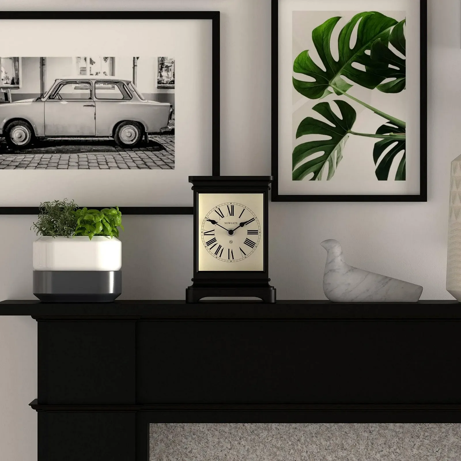 Настольные часы NEWGATE Time Lord, классический дизайн каретных часов, черный, римские цифры, фото №3