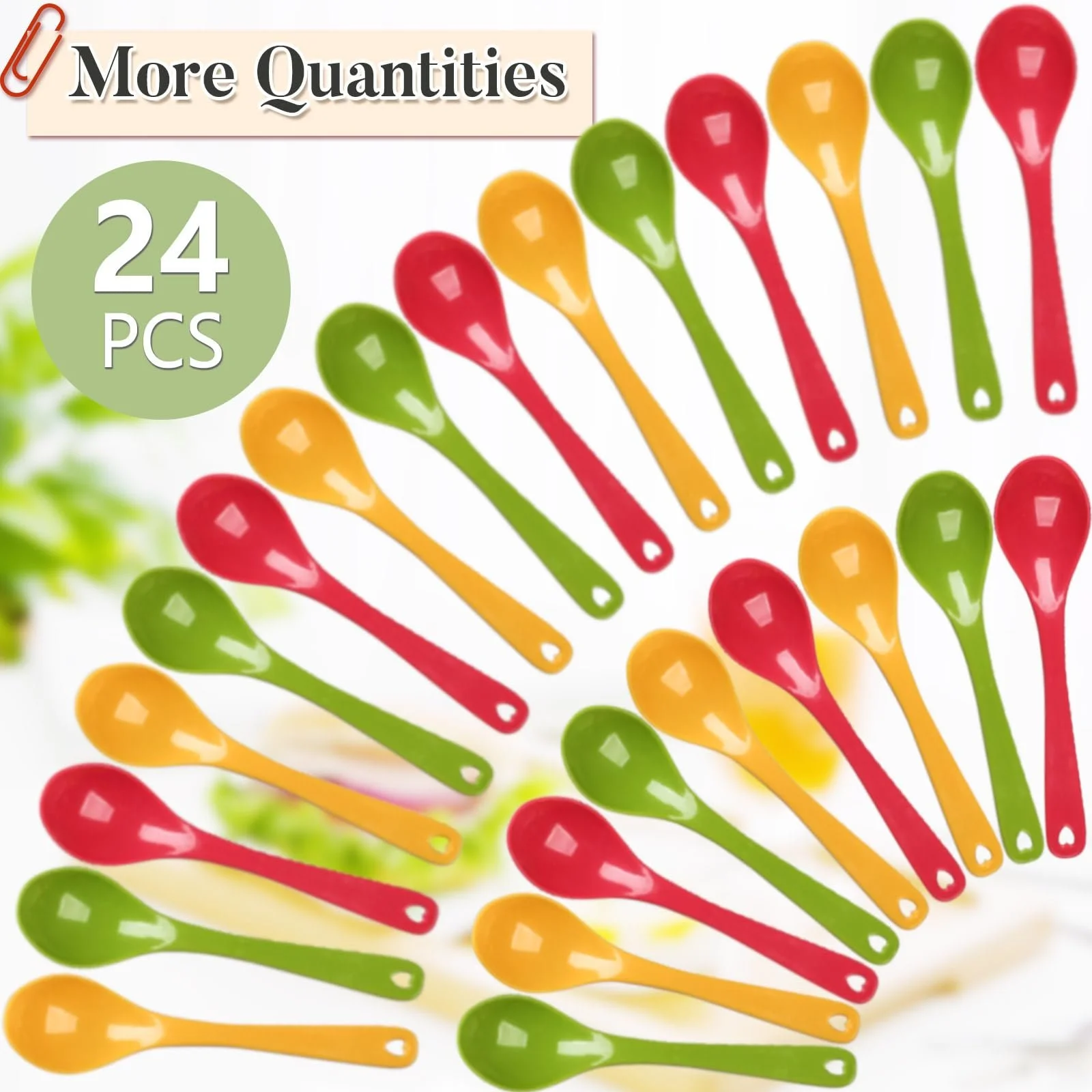 Ложка Пластиковая, Набор 24 шт, Маленькая, Прочная, Разноцветная, для Завтрака, Десертная, Кухонная, Чайная, Коктейльная, для Йогурта, фото №5