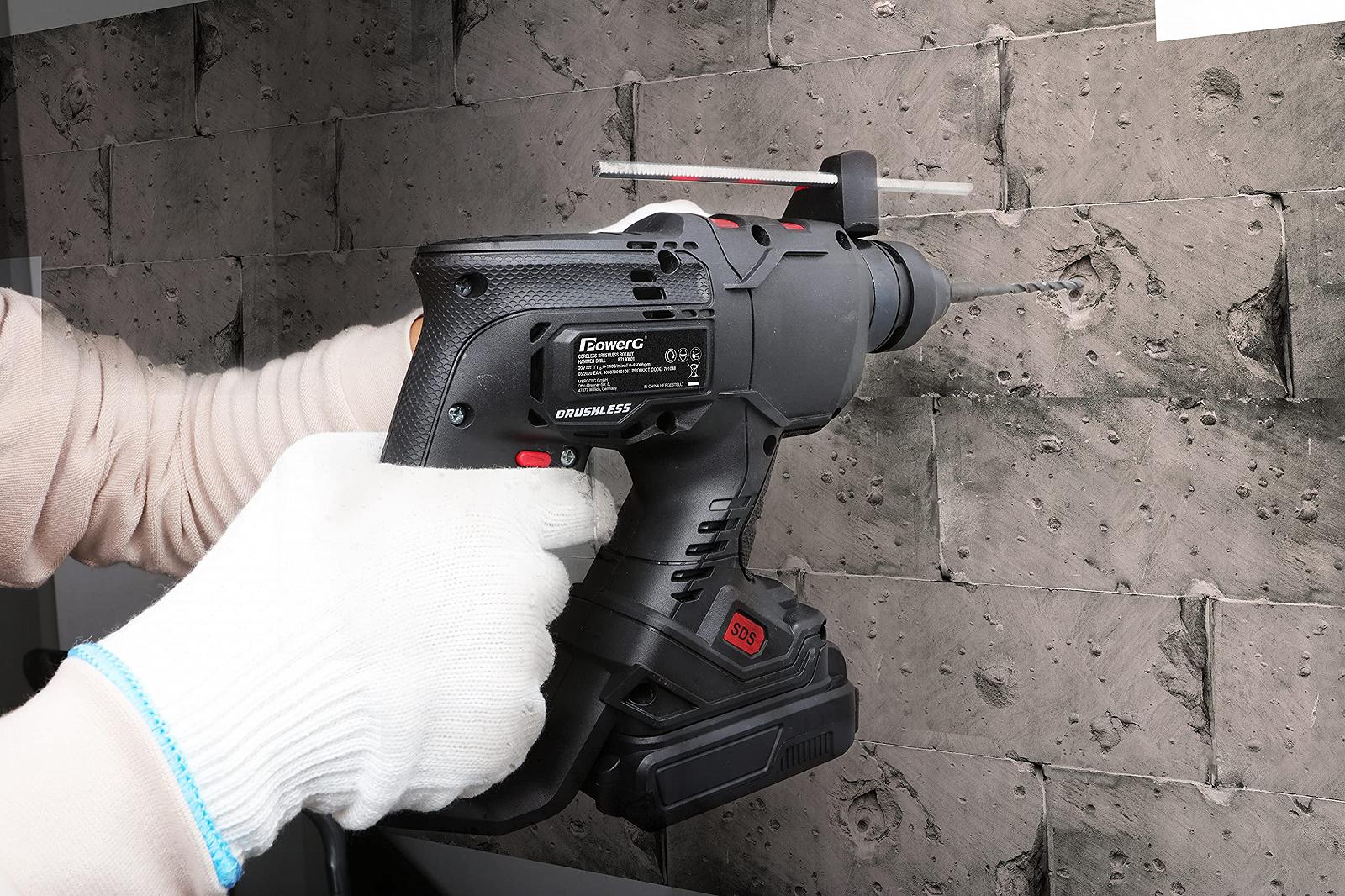 Перфоратор PowerG PT190601 без батареї 20 В з безщітковим двигуном 0-10000 об/хв з м'якою поверхнею для безпечного утримання Чорний, фото №2 Перфоратор PowerG PT190601 без батареї 20 В з безщітковим двигуном 0-10000 об/хв з м'якою поверхнею для безпечного утримання Чорний, фото №2