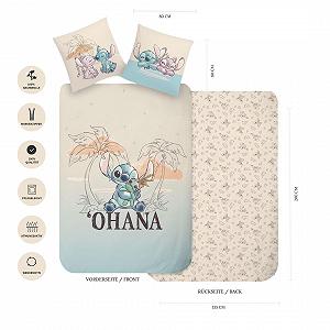 Постільна білизна MTOnlinehandel дитяча Ohana Lilo & Stitch 135 x 200 см, 80 x 80 см бавовна synthetic.ua - Фото 1