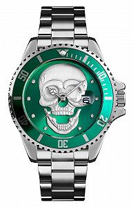 Часы HUNRUY 3D Skeleton Unidirectional Bezel 30M Waterproof Quartz Мужские Зеленый Серебристый Fashion - Фото 1