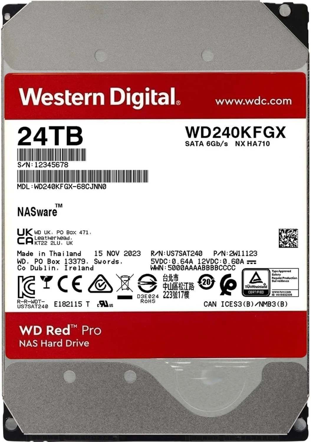 Внутрішній жорсткий диск 3.5" Western Digital Red Pro 24TB 7200 об\хв 287 Мб\с SATA III (WD240KFGX), фото №2