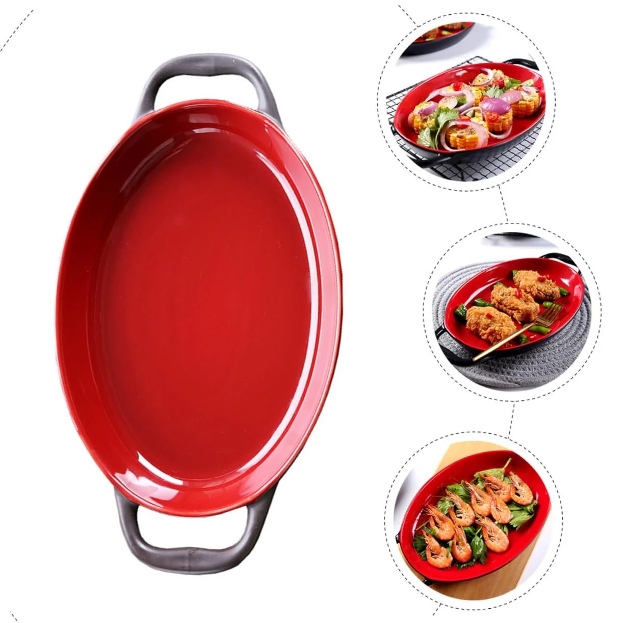 Форма для запекания iplusmile керамическая, с двойными ручками, жаропрочная, фото №4 Форма для запекания iplusmile керамическая, с двойными ручками, жаропрочная, фото №4