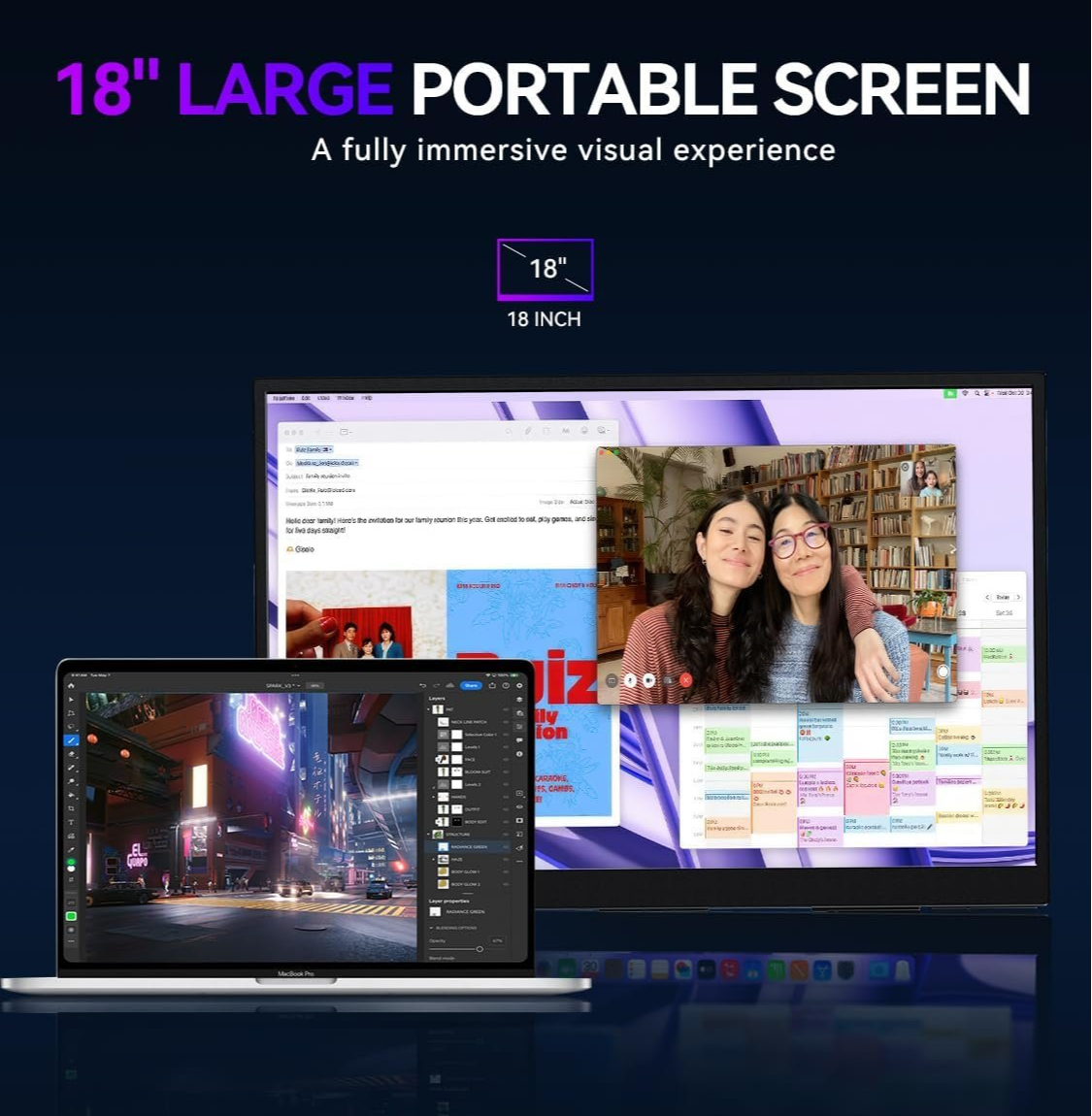 Монітор портативний 18" UPERFECT 2K IPS 120Hz, фото №5