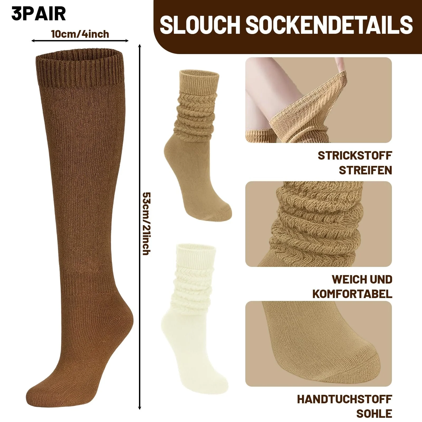 3 Пари жіночих довгих шкарпеток, фото №2 3 Пари жіночих довгих шкарпеток, фото №2