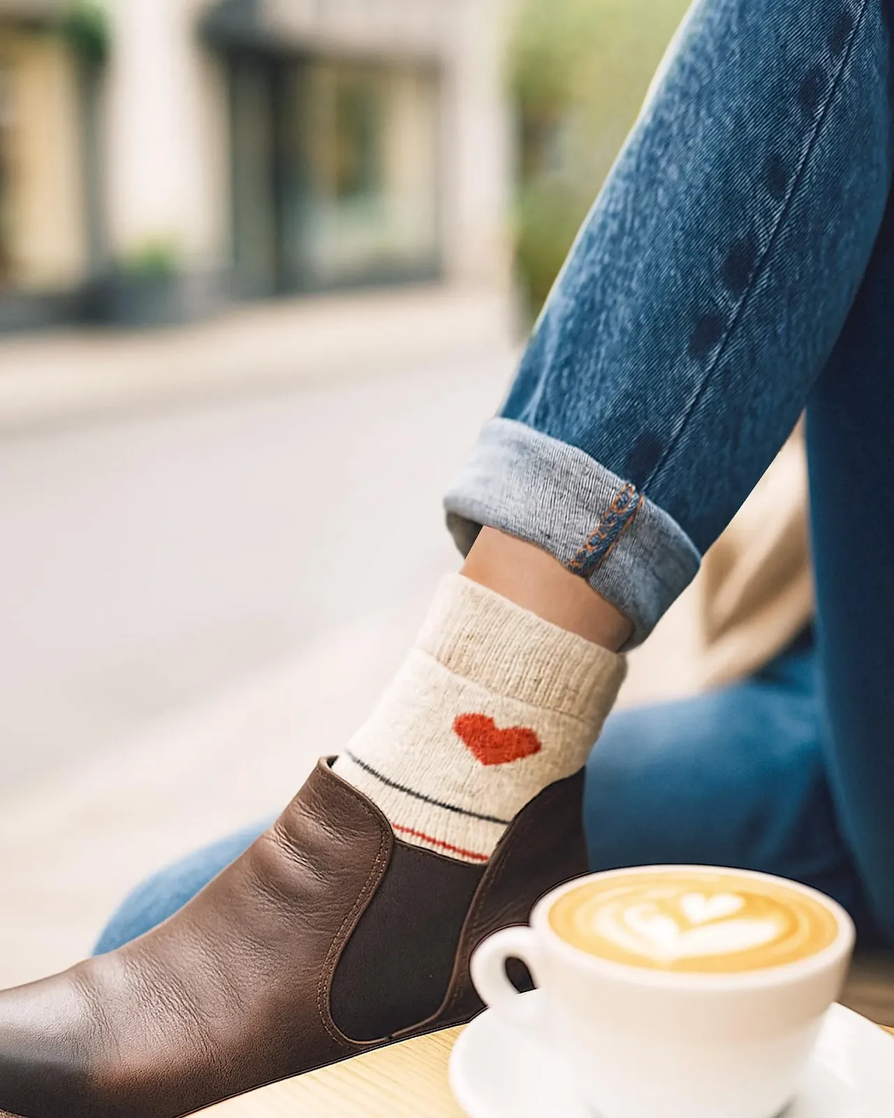 Шерстяные носки с сердечком - особо удобный пояс 80% шерсти, фото №4