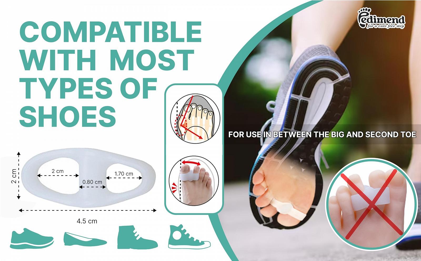 Роздільник для пальців ніг Pedimend Гелевий силіконовий захист для кісточки з розширювачем, фото №7