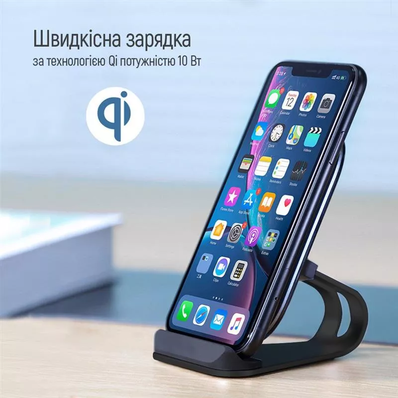 Беспроводное зарядное устройство ColorWay Wireless Stand 10W Blue (CW-CHW30Q-BL), фото №6