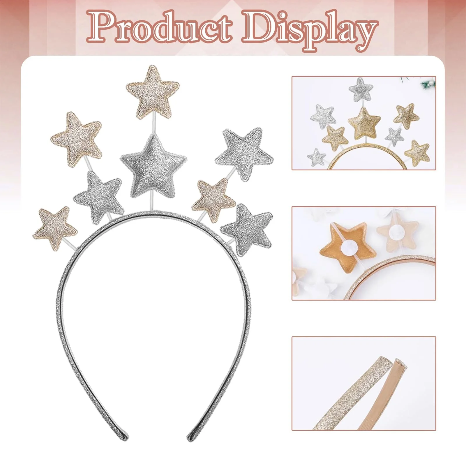 Обруч для волосся Зірка з блискітками, фото №3