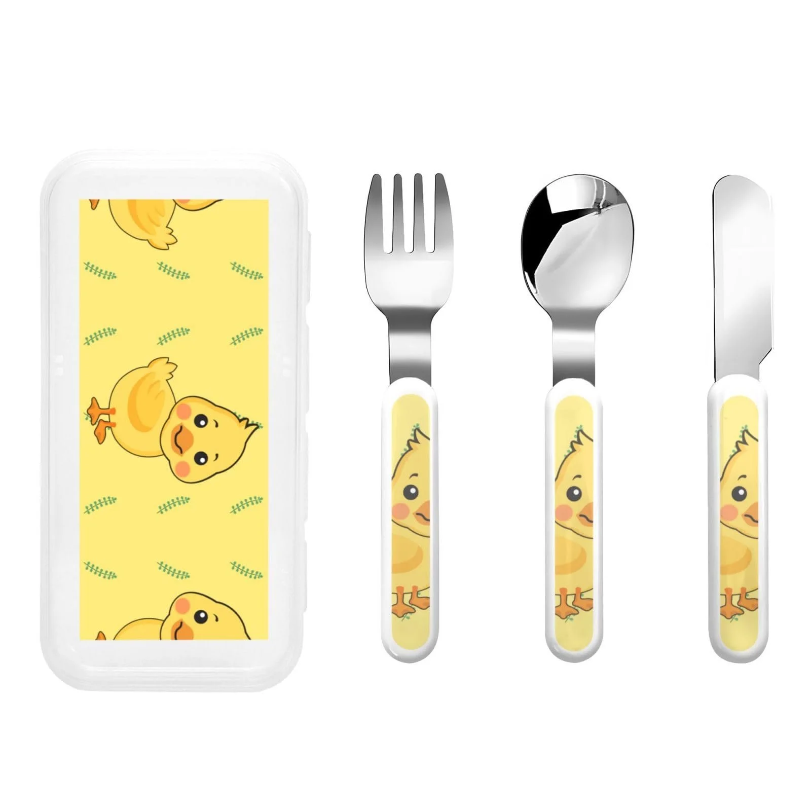 Дитячий набір столових приборів Качка Мультяшна Три предмети, фото №1 Дитячий набір столових приборів Качка Мультяшна Три предмети, фото №1