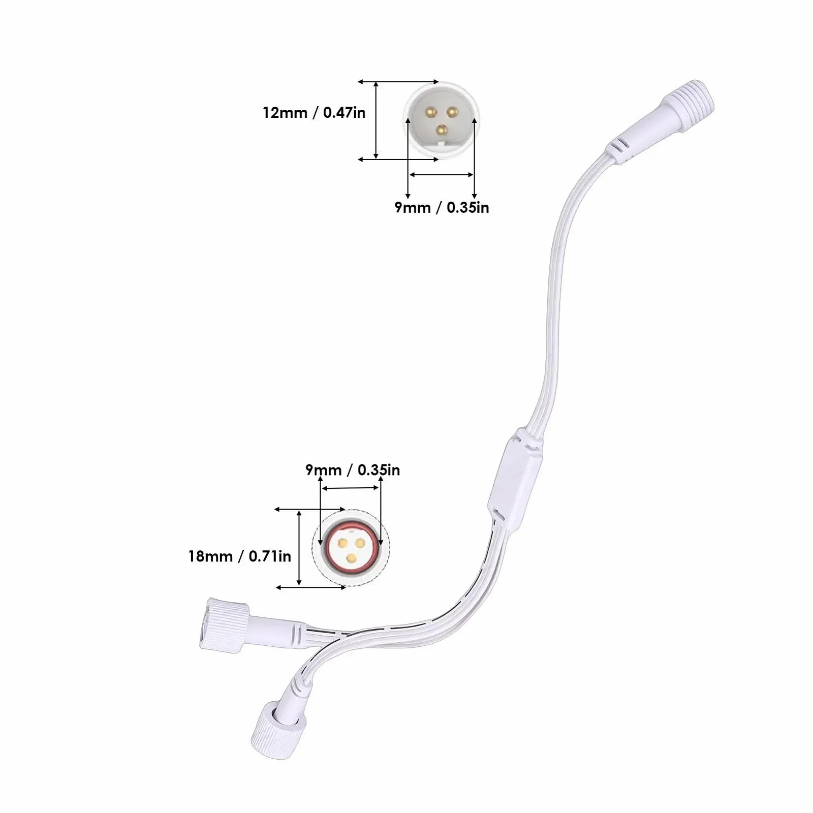 Подовжувач-розгалужувач Vikye Y-Splitter H705A H705B H705C 3-pin 22AWG IP68, фото №6