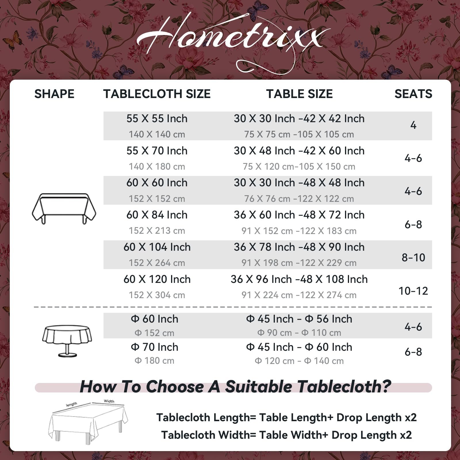 Скатертина hometrixx поліестерова Квіти та листя Рожева прямокутна 140 x 180 см, фото №7