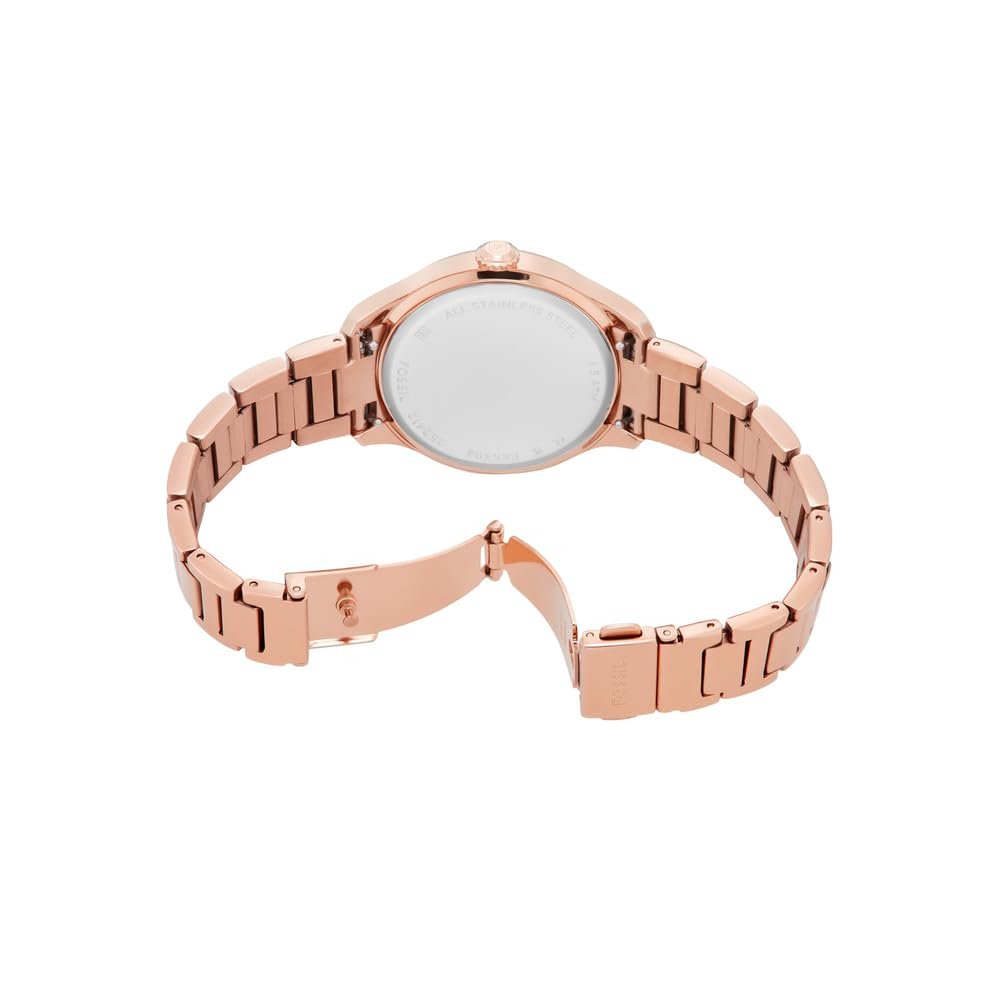 Женские часы Fossil Raquel из розового золота из нержавеющей стали и набор сумки Jolie коричневого цвета, фото №10