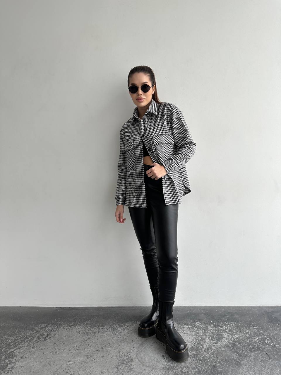 Женская теплая хлопковая рубашка принт гусиная лапка GDF840 цвет черно-белый размер 42/46, фото №2 Женская теплая хлопковая рубашка принт гусиная лапка GDF840 цвет черно-белый размер 42/46, фото №2