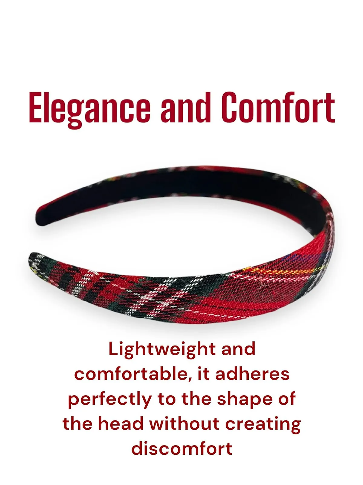 Жіночий картатий обруч для волосся Червоний, фото №2