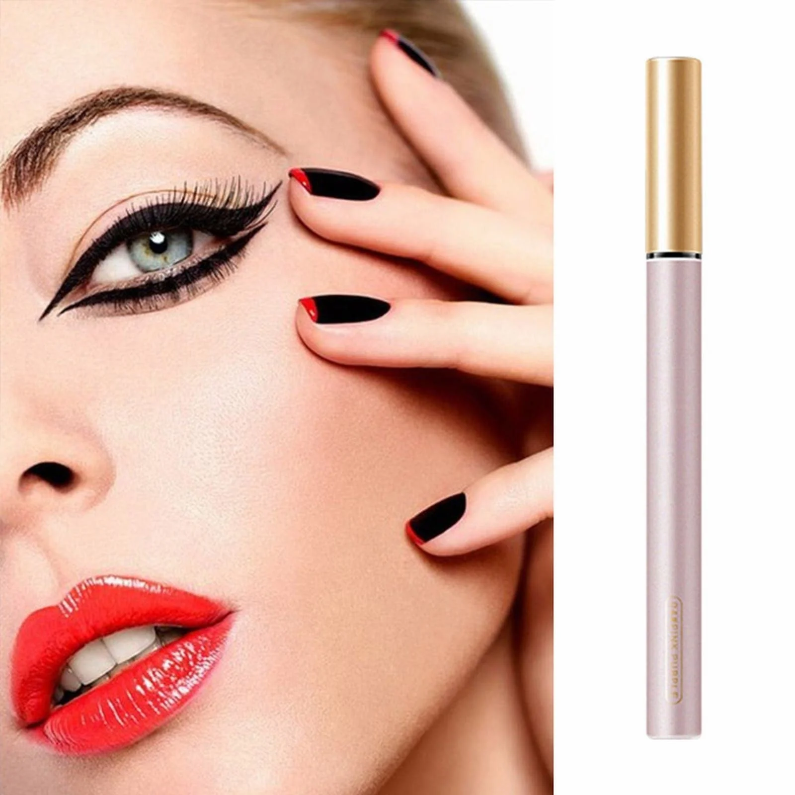 Подводка Стойкий Langlebiger, hochpigmentierter, wasserfester Тонкий кончик Черный, фото №2