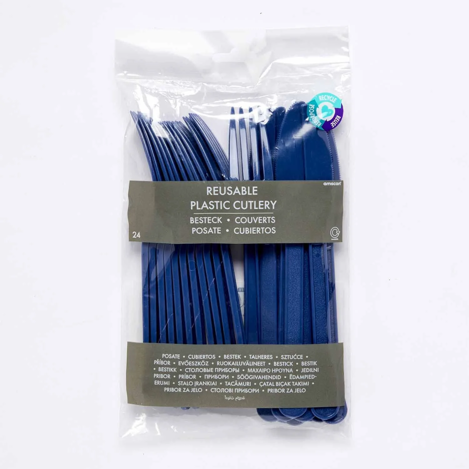 Набір столових приборів Amscan 9915411-209 темно-синього кольору, фото №2 Набір столових приборів Amscan 9915411-209 темно-синього кольору, фото №2